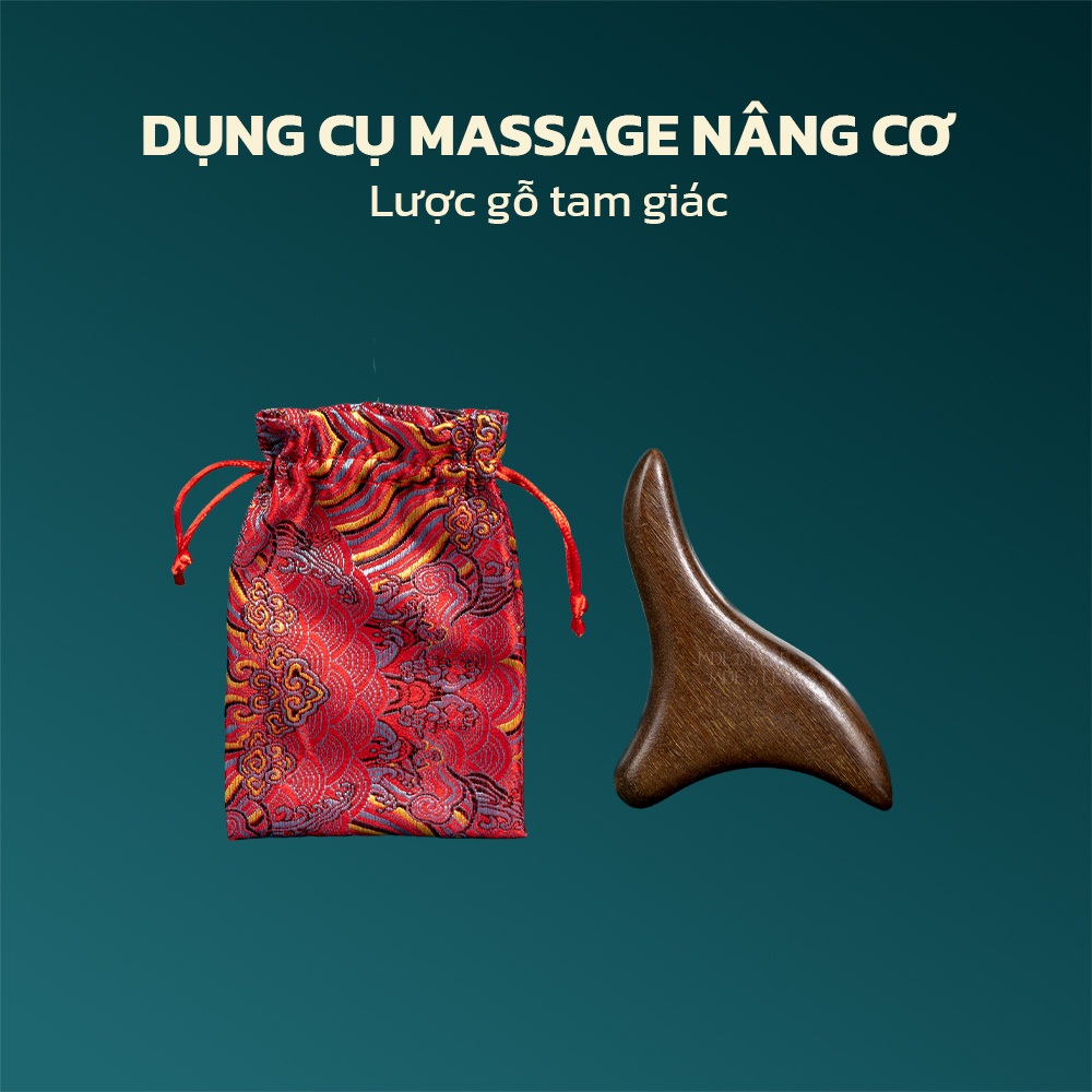 Dụng Cụ Massage Nâng Cơ Mặt Jade&Leaf, Gỗ Đàn Hương Handmade Cao Cấp, Ấn Huyệt Tam Giác, Nâng Cơ Mặt