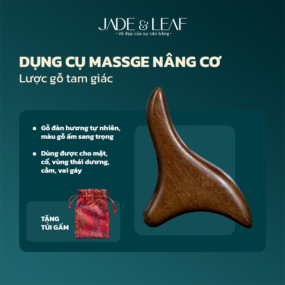 Dụng Cụ Massage Nâng Cơ Mặt Jade&Leaf, Gỗ Đàn Hương Handmade Cao Cấp, Ấn Huyệt Tam Giác, Nâng Cơ Mặt