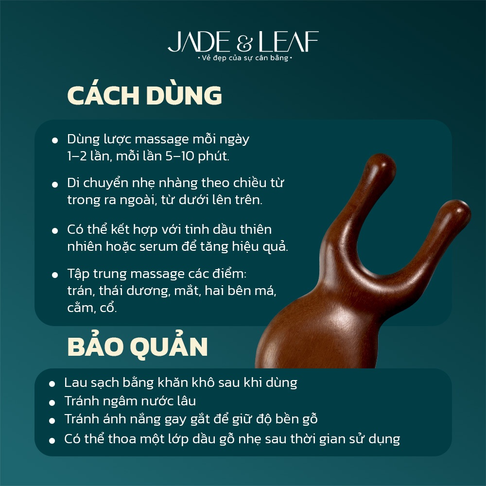 Dụng Cụ Massage Mặt Và Mắt Jade&Leaf, Gỗ Đàn Hương Cao Cấp, Nâng Cơ Mặt Giảm Mỏi Mắt Hiệu Quả