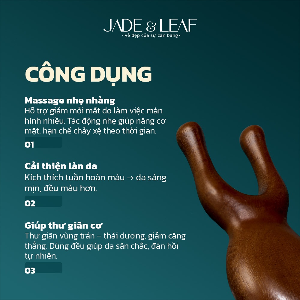 Dụng Cụ Massage Mặt Và Mắt Jade&Leaf, Gỗ Đàn Hương Cao Cấp, Nâng Cơ Mặt Giảm Mỏi Mắt Hiệu Quả