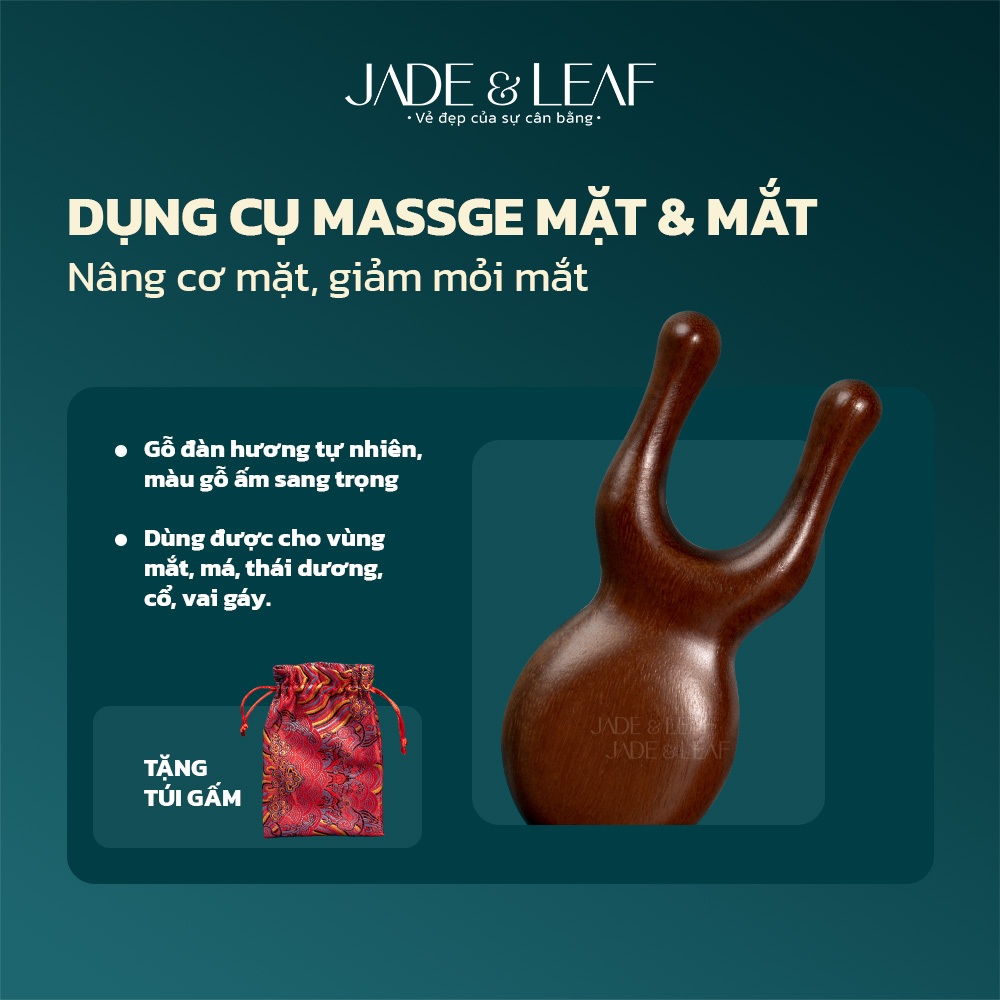 Dụng Cụ Massage Mặt Và Mắt Jade&Leaf, Gỗ Đàn Hương Cao Cấp, Nâng Cơ Mặt Giảm Mỏi Mắt Hiệu Quả