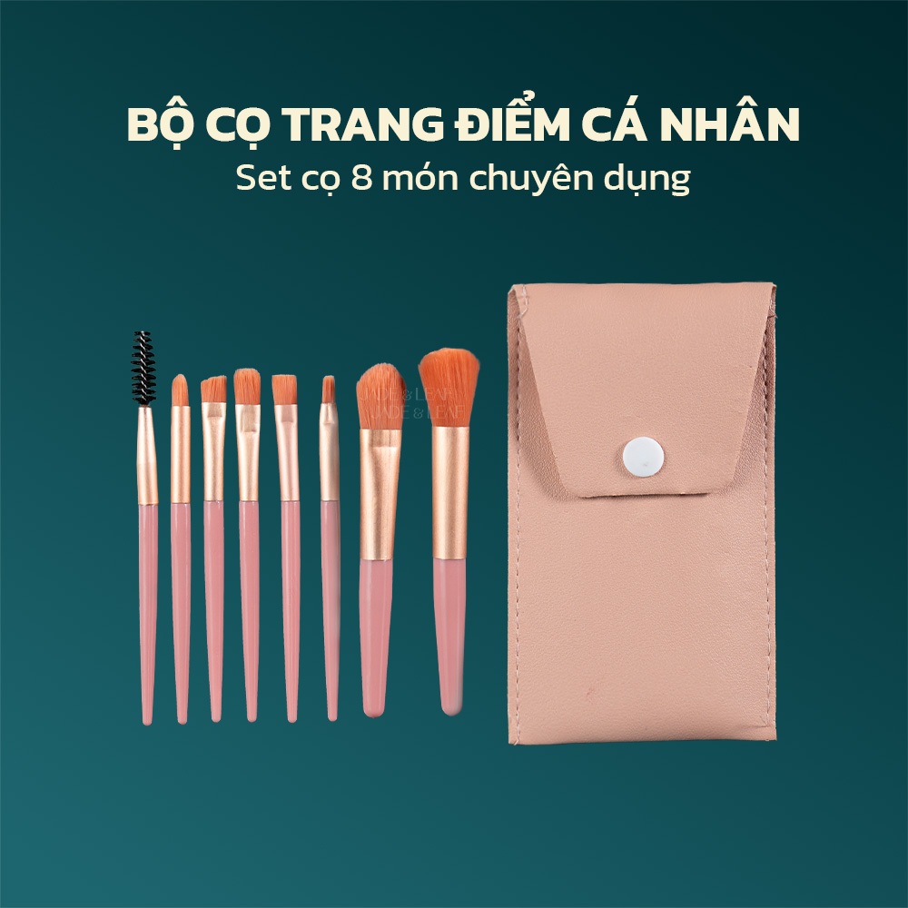 Bộ Cọ Trang Điểm Cá Nhân Jade&Leaf, Set Cọ 8 Món Chuyên Nghiệp Dụng Cụ Trang Điểm Mắt Và Mặt