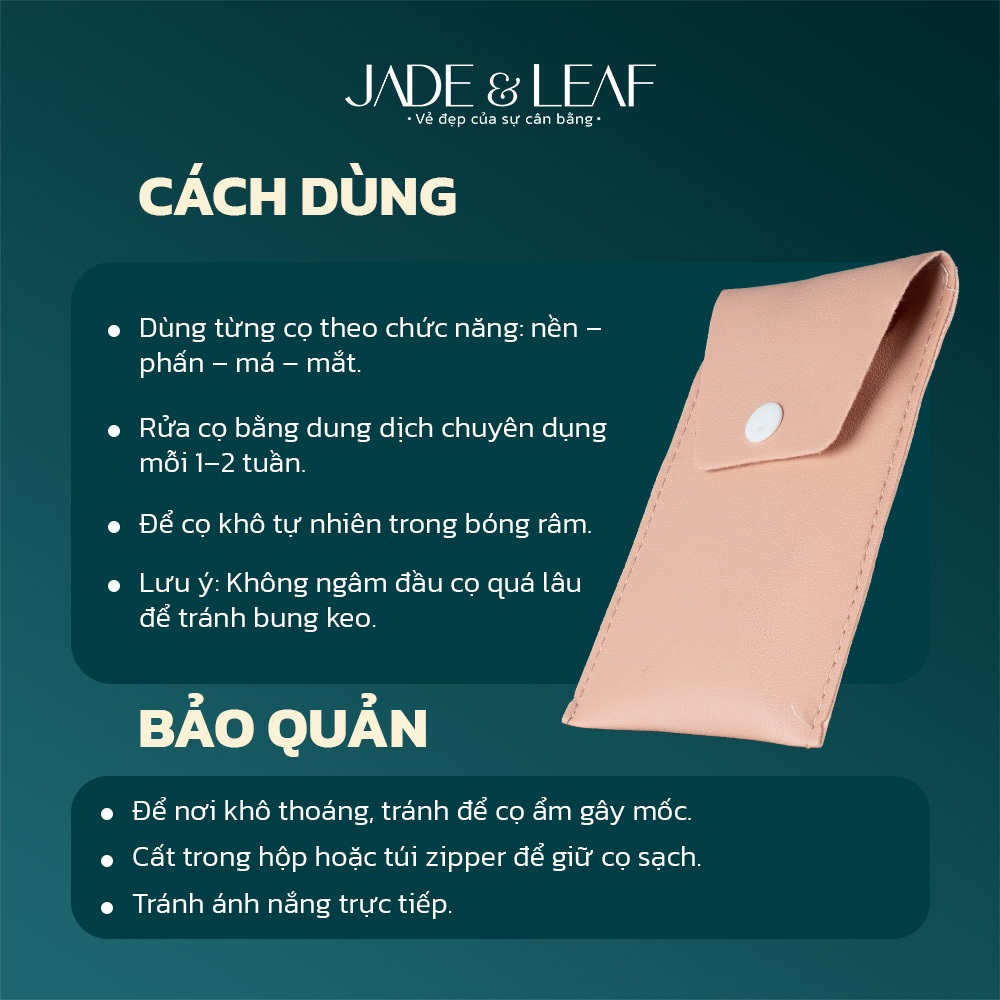 Bộ Cọ Trang Điểm Cá Nhân Jade&Leaf, Set Cọ 8 Món Chuyên Nghiệp Dụng Cụ Trang Điểm Mắt Và Mặt
