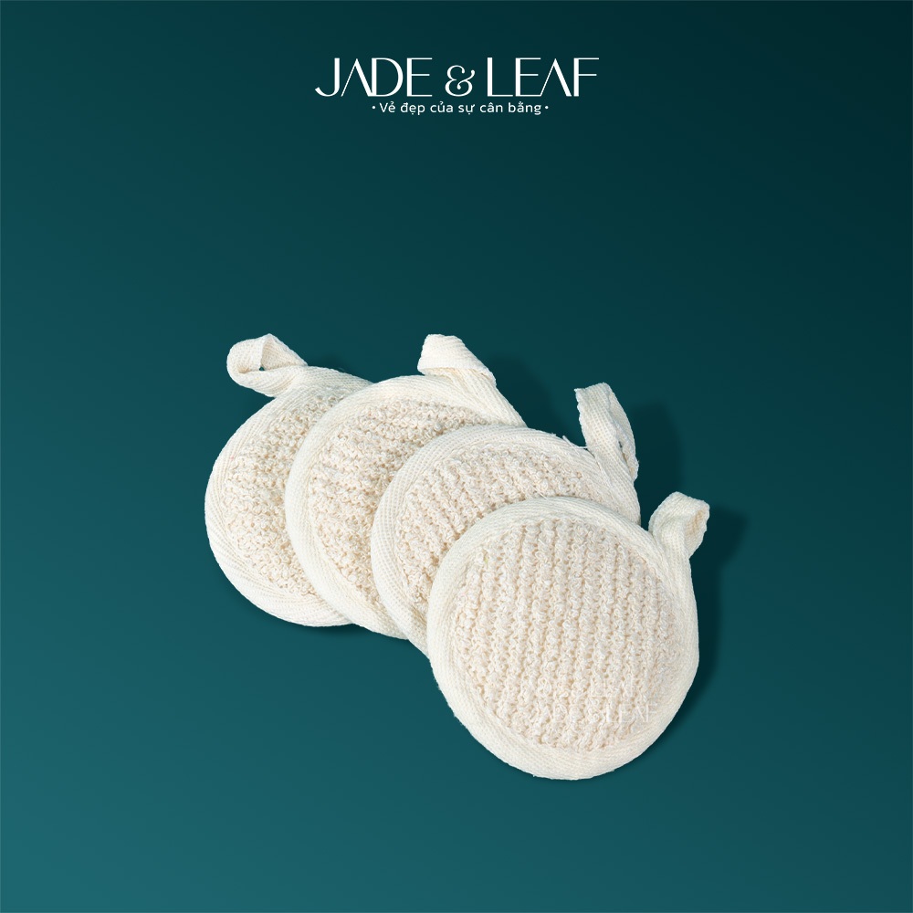 Combo 4 Miếng Tẩy Da Chết Cho Mặt Jade&Leaf, Sợi Lanh Cao Cấp An Toàn Thân Thiện, Kích Thước 8x8cm