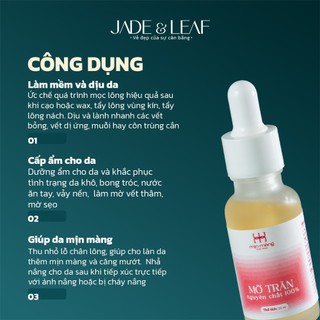Mỡ Trăn Triệt Lông Jade&Leaf Nguyên Chất, Ức Chế Quá Trình Mọc Lông, Mờ Rạn Da An Toàn, Lành Tính