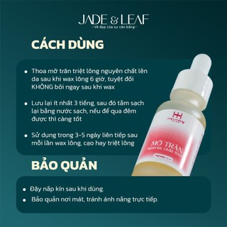 Mỡ Trăn Triệt Lông Jade&Leaf Nguyên Chất, Ức Chế Quá Trình Mọc Lông, Mờ Rạn Da An Toàn, Lành Tính