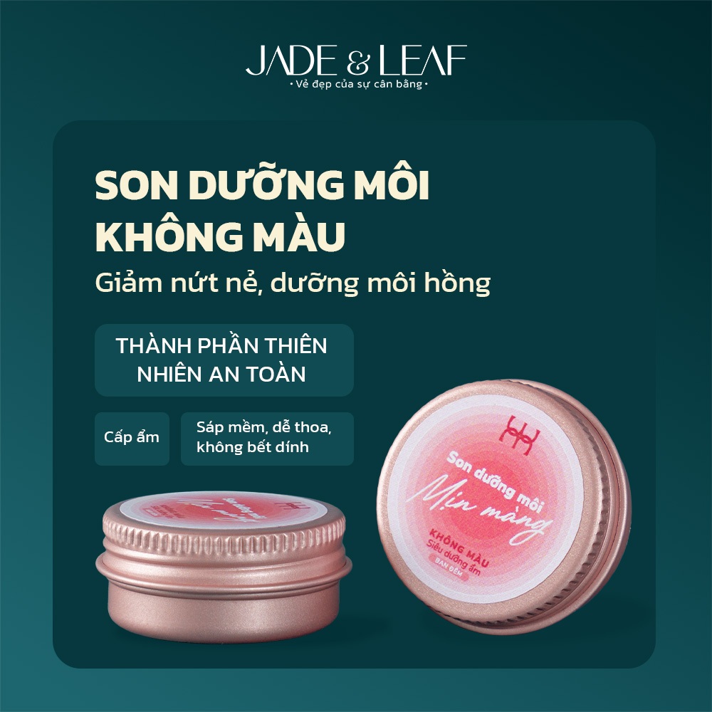 Son Dưỡng Môi Không Màu Jade&Leaf, Dành Cho Môi Khô Nứt nẻ, Làm Mềm Mịn Môi, Thành Phần Thiên Nhiên