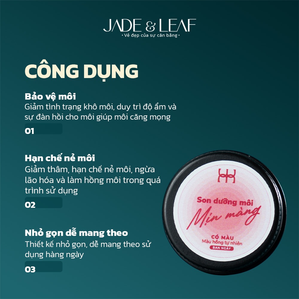 Son Dưỡng Môi Hồng Giảm Thâm Jade&Leaf, Làm Từ Củ Dền Thiên Nhiên Dưỡng Ẩm Cho Môi Khô Nứt Nẻ