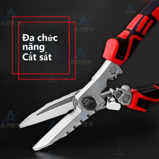APEX Kéo Cắt Đa Năng Công Nghiệp Thép CR-V 22cm Cắt Dây Điện Tôn Thép Mỏng