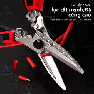 APEX Kéo Cắt Đa Năng Công Nghiệp Thép CR-V 22cm Cắt Dây Điện Tôn Thép Mỏng