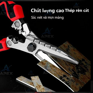 APEX Kéo Cắt Đa Năng Công Nghiệp Thép CR-V 22cm Cắt Dây Điện Tôn Thép Mỏng