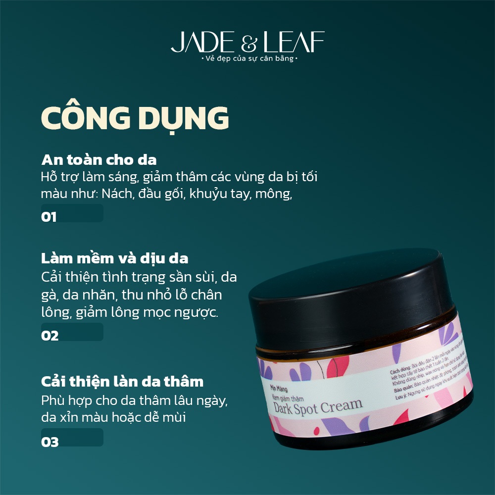 Kem Giảm Thâm Nách Jade&Leaf Chính hãng, Serum Dưỡng Trắng, Giảm Mùi Hôi, Làm Mờ Thâm Vùng Kín