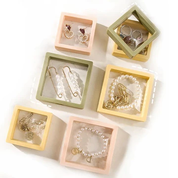 Set 10 Hộp đựng trang sức màng PE trong suốt - hộp trang sức mini trưng bày