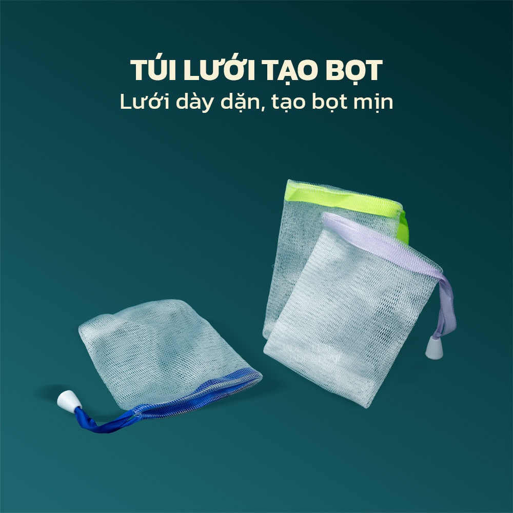 Túi Lưới Tạo Bọt Jade&Leaf Cao Cấp Túi Đựng Xà Phòng Xà Bông Tắm Có Dây Rút Tiện Lợi Dày Dặn