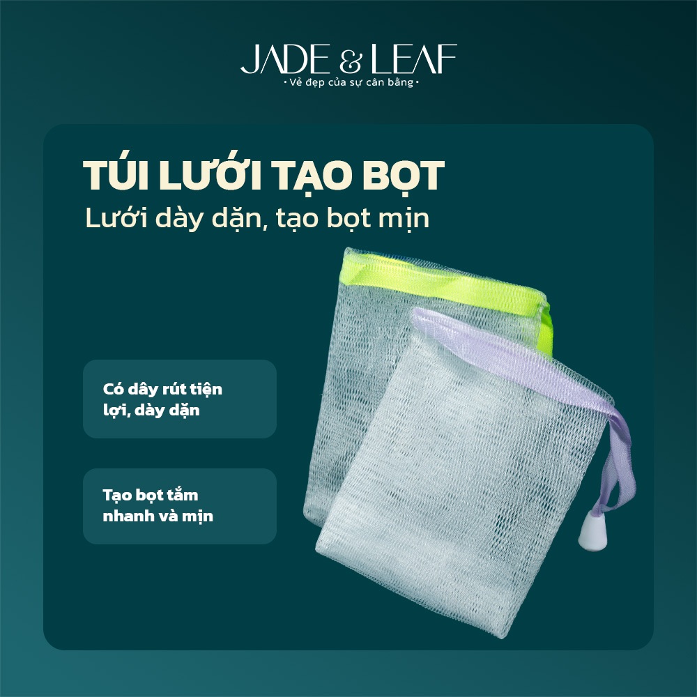 Túi Lưới Tạo Bọt Jade&Leaf Cao Cấp Túi Đựng Xà Phòng Xà Bông Tắm Có Dây Rút Tiện Lợi Dày Dặn
