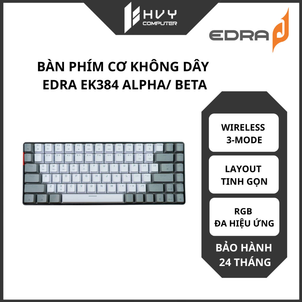 Bàn phím cơ không dây EDRA EK384 Alpha/ Beta RGB - 3 Mode, Layout 84 ...