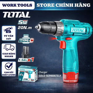 TOTAL Máy khoan pin 12V dùng sạc TYPEC TDLI12456