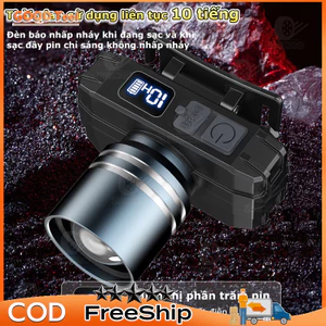Đèn pin đội đầu zoom xa chống nước IPX5 Đèn đội đầu đi phượt 1000 lumen Hai pin lithium 4000mAh + Sạc USB