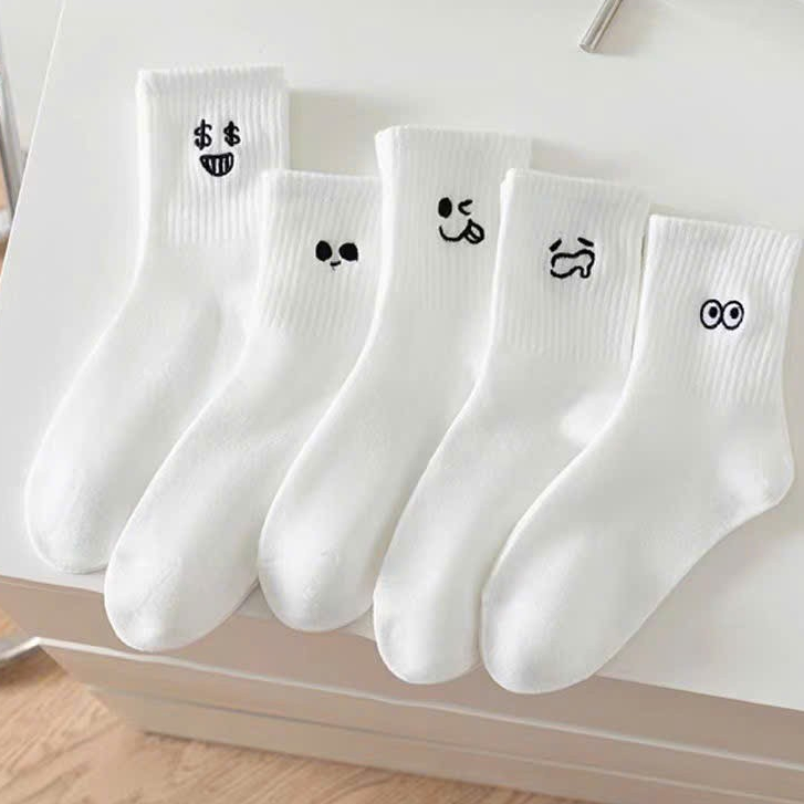 Tất trắng cổ cao in hình icon cảm xúc nhộ nghĩnh đáng yêu NEW [T1-KHO3]
