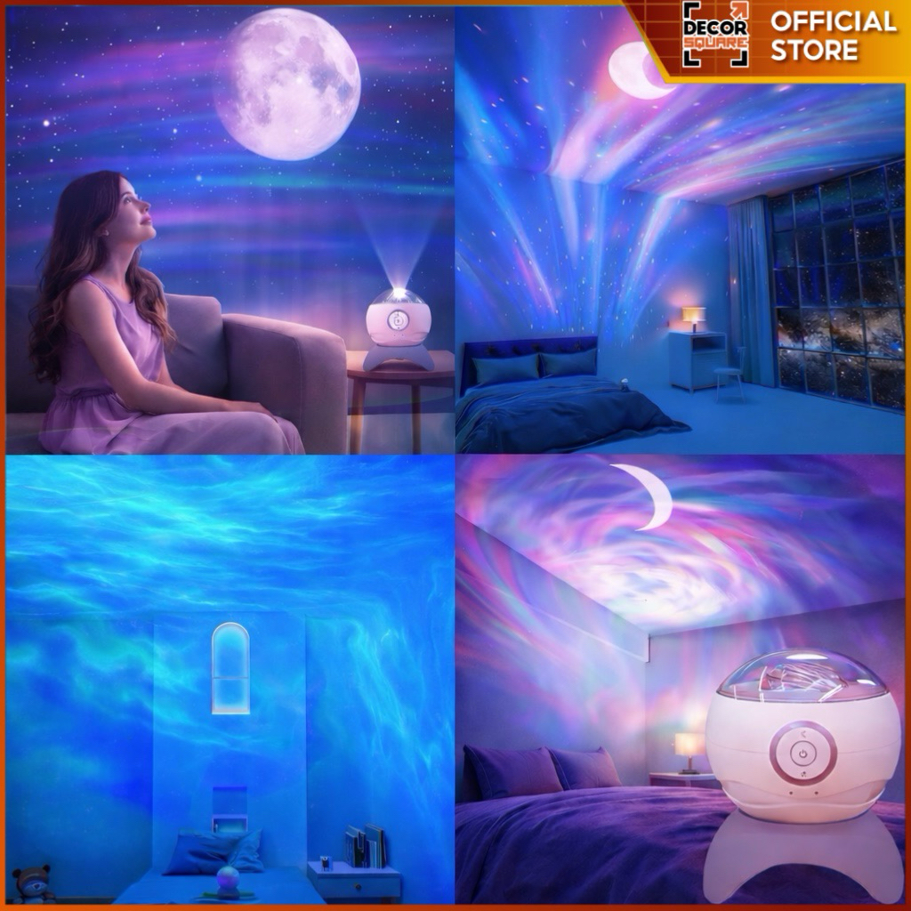 [Bản Chính Hãng] Đèn Máy Chiếu Cực Quang Galaxy 16 Màu, 3D siêu thực , decor phòng ngủ quà tặng