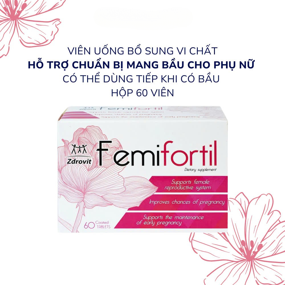 [CÓ VAT] Combo 3 Viên uống FEMIFORTIL Liệu trình 3 tháng Bổ Trứng, Tăng Khả Năng Thụ Thai Hộp 60Viên