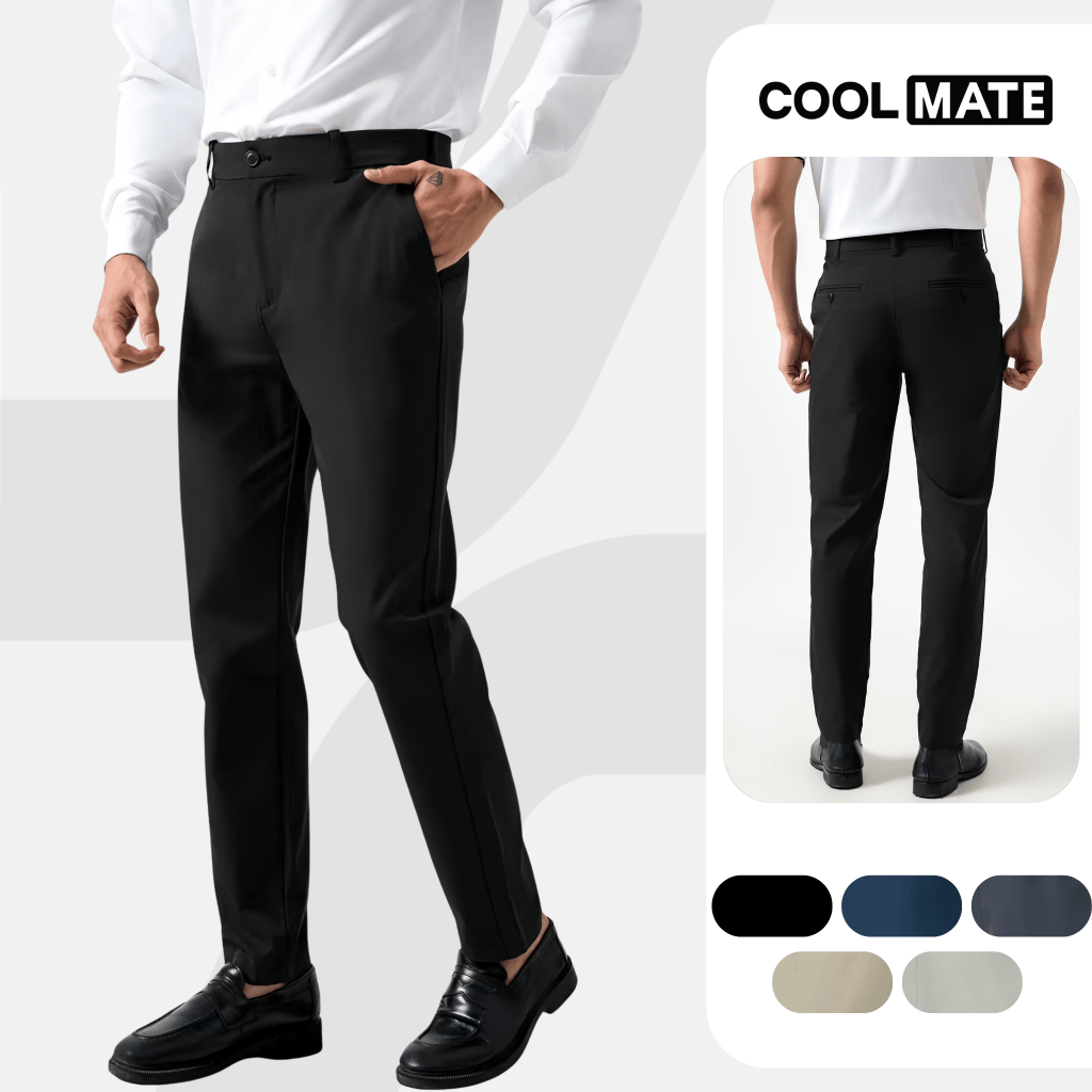 Quần dài nam Kaki Excool co giãn, thấm hút, chống nắng, quần âu chống tia UV Coolmate