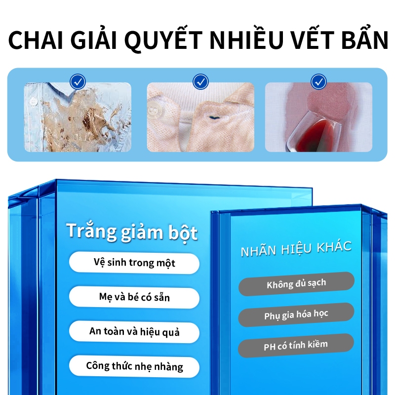 Bột Tẩy Trắng Quần Áo Thần Thánh, Bột tẩy trắng áo trắng,  An Toàn Không Phai MàuLàm Sạch Sâu, Bột tẩy vết bẩn đa năng