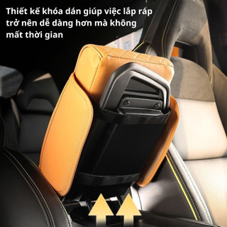 Đệm Tỳ Tay Ô Tô 4in1 Cao Su Non Bọc Da PU Cao Cấp Kèm Hộp Đựng Giấy Đa Năng Siêu Tiện Lợi