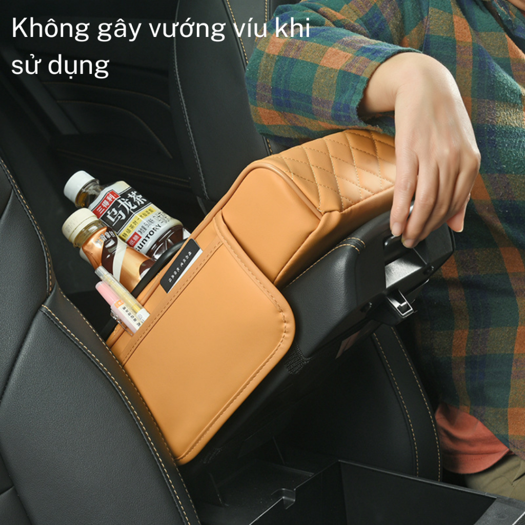Đệm Tỳ Tay Ô Tô Đa Năng 4 Trong 1 - Hộp Tỳ Tay Xe Hơi Bọc Da PU Cao Cấp, Hộp Lưu Trữ Tay Vịn Chống Mỏi, Tiện Lợi