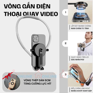Vòng đeo nam châm gắn điện thoại làm camera quay video hành trình đi xe máy, câu cá, vlog…