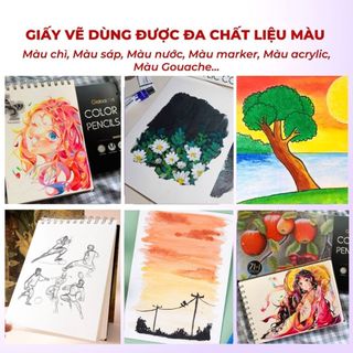 Combo Họa Cụ Chào Tết GLOBAL ART- Bộ Luyện Vẽ Tô Màu Chì, Màu Nước, Acrylic Kèm 1 Sổ Sketchbook