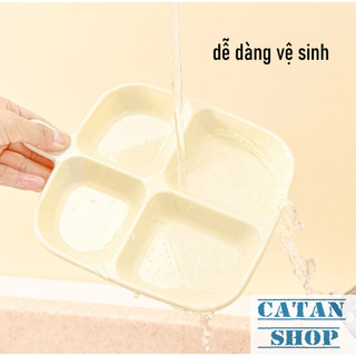 Khay Chia Nguyên Liệu, Khay Nước Chấm 4 Ngăn Đa Năng Khay Đựng Hành Tỏi Ớt Gia Vị Sơ Chế Có Quai Cầm Chống Bẩn