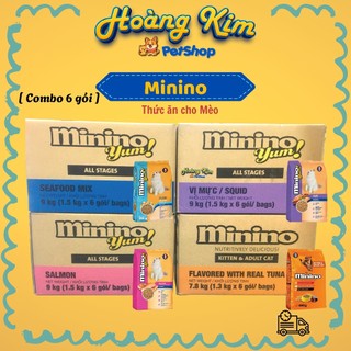 [ Thùng 6 gói ] Minino Tuna - Minino Yum 1,3kg/1,5kg Mèo mọi lưới tuổi, hạt dễ ăn