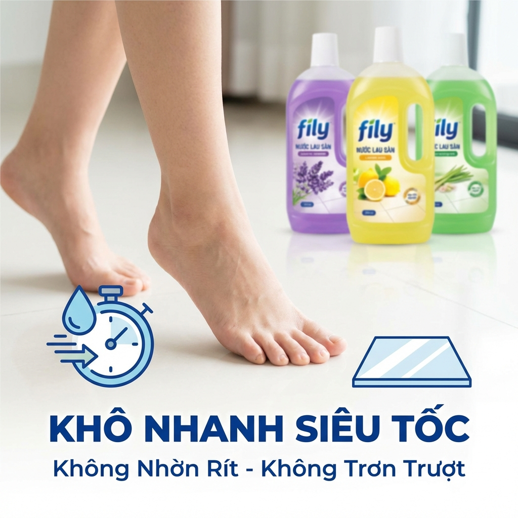 Nước Lau Sàn Hương Hoa Tự Nhiên Fily Chai Lau Sàn Khử Mùi 1000ml Làm Sạch Hiệu Quả Ngăn Côn Trùng