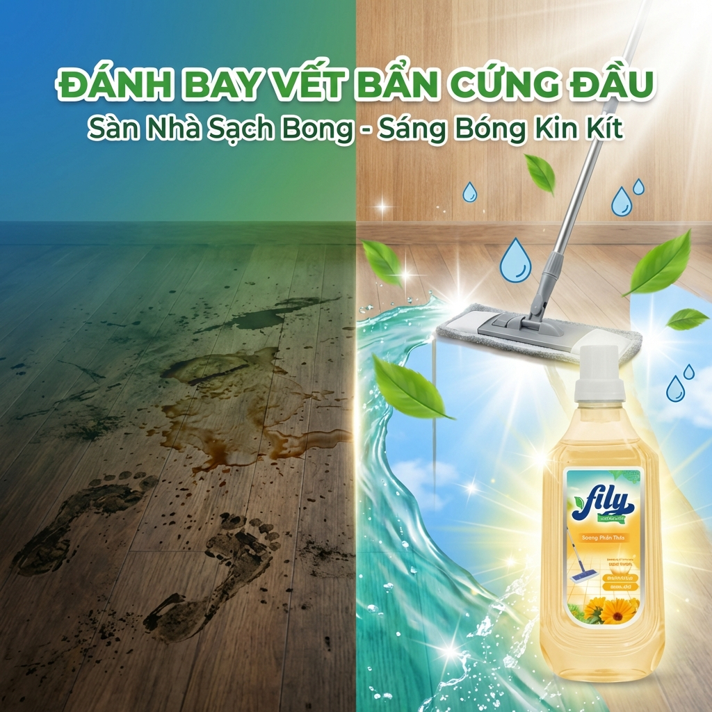 Nước Lau Sàn Hương Hoa Tự Nhiên Fily Chai Lau Sàn Khử Mùi 1000ml Làm Sạch Hiệu Quả Ngăn Côn Trùng