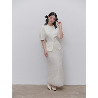 Chân váy OLV lông dáng maxi thanh lịch sang trọng White Feathered Maxi Skirt phù hợp đi tiệc