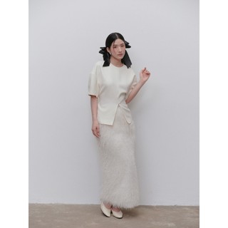 Chân váy OLV lông dáng maxi thanh lịch sang trọng White Feathered Maxi Skirt phù hợp đi tiệc