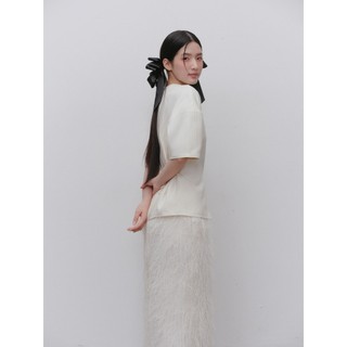 Chân váy OLV lông dáng maxi thanh lịch sang trọng White Feathered Maxi Skirt phù hợp đi tiệc