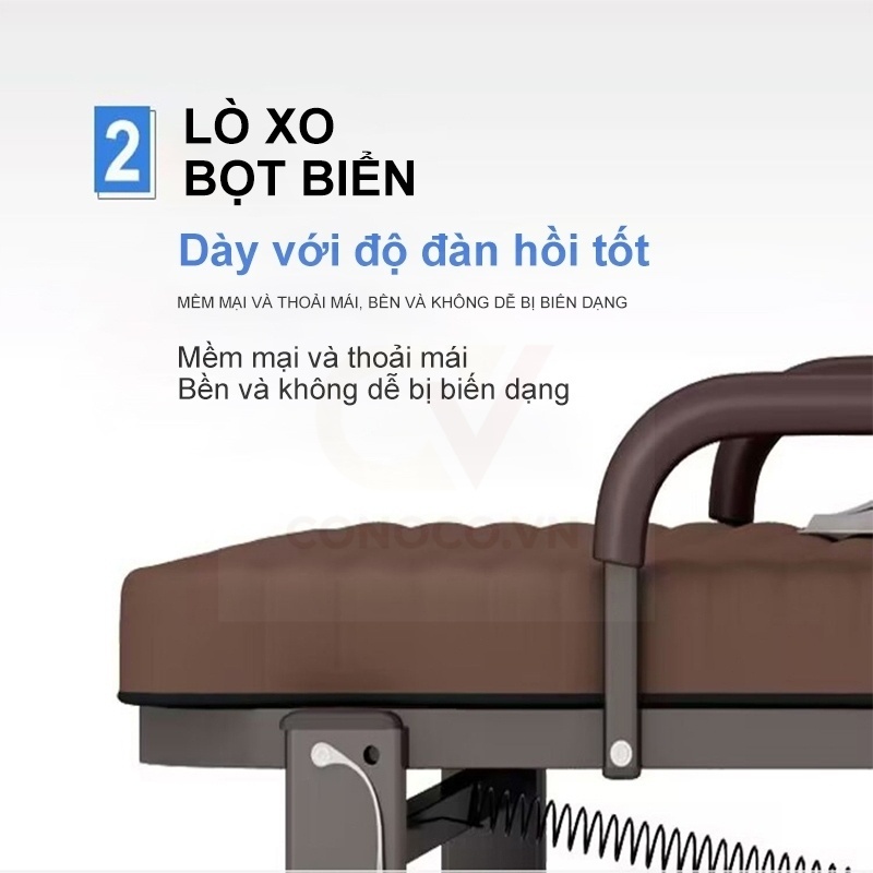 CONOCO Giường gấp văn phòng ngủ trưa đa năng có bánh xe đệm dày êm ái không cần lắp đặt