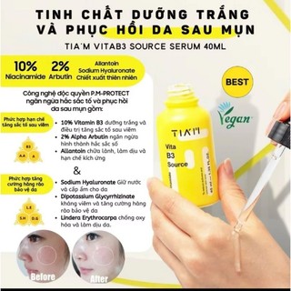 Serum Dưỡng Trắng TIA'M Vita B3 Source 40ml Phục Hồi Da, Giảm Thâm Sạm, Kết Cấu Nhẹ Mát