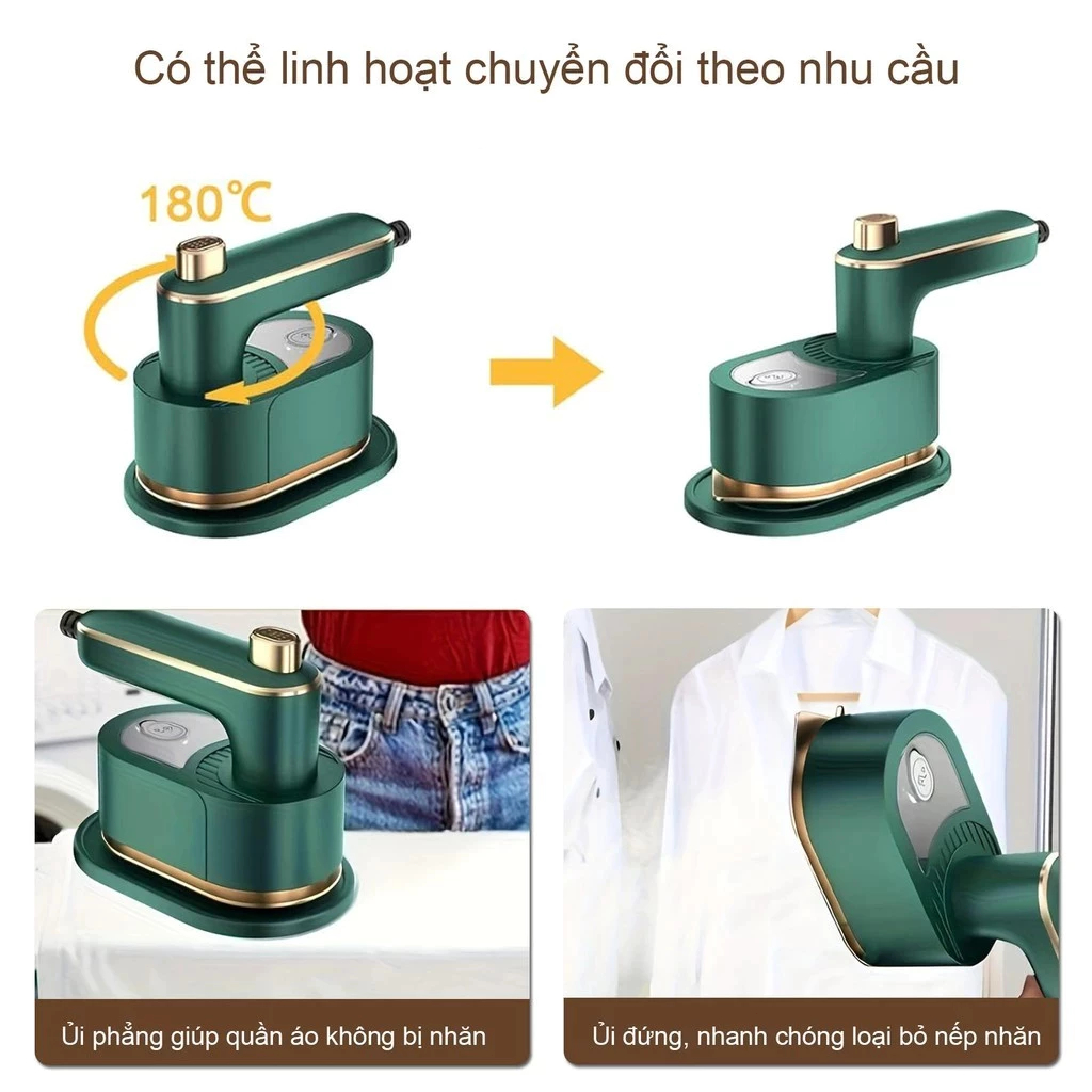 Bàn ủi hơi nước cầm tay dung tích lớn phù hợp với mọi loại vải. Bàn ủi đứng và treo, tay cầm xoay được. Phù hợp cho gia