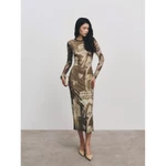 [HOT DEAL 30%] Đầm Body Dài Tay Họa Tiết Art Print, Váy Midi Ôm Dáng Thanh Lịch Thu Đông - GRINDY DRESS - TWVMD001S257 — ảnh 1