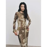 [HOT DEAL 30%] Đầm Body Dài Tay Họa Tiết Art Print, Váy Midi Ôm Dáng Thanh Lịch Thu Đông - GRINDY DRESS - TWVMD001S257 — ảnh 2