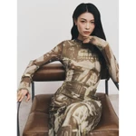 [HOT DEAL 30%] Đầm Body Dài Tay Họa Tiết Art Print, Váy Midi Ôm Dáng Thanh Lịch Thu Đông - GRINDY DRESS - TWVMD001S257 — ảnh 5