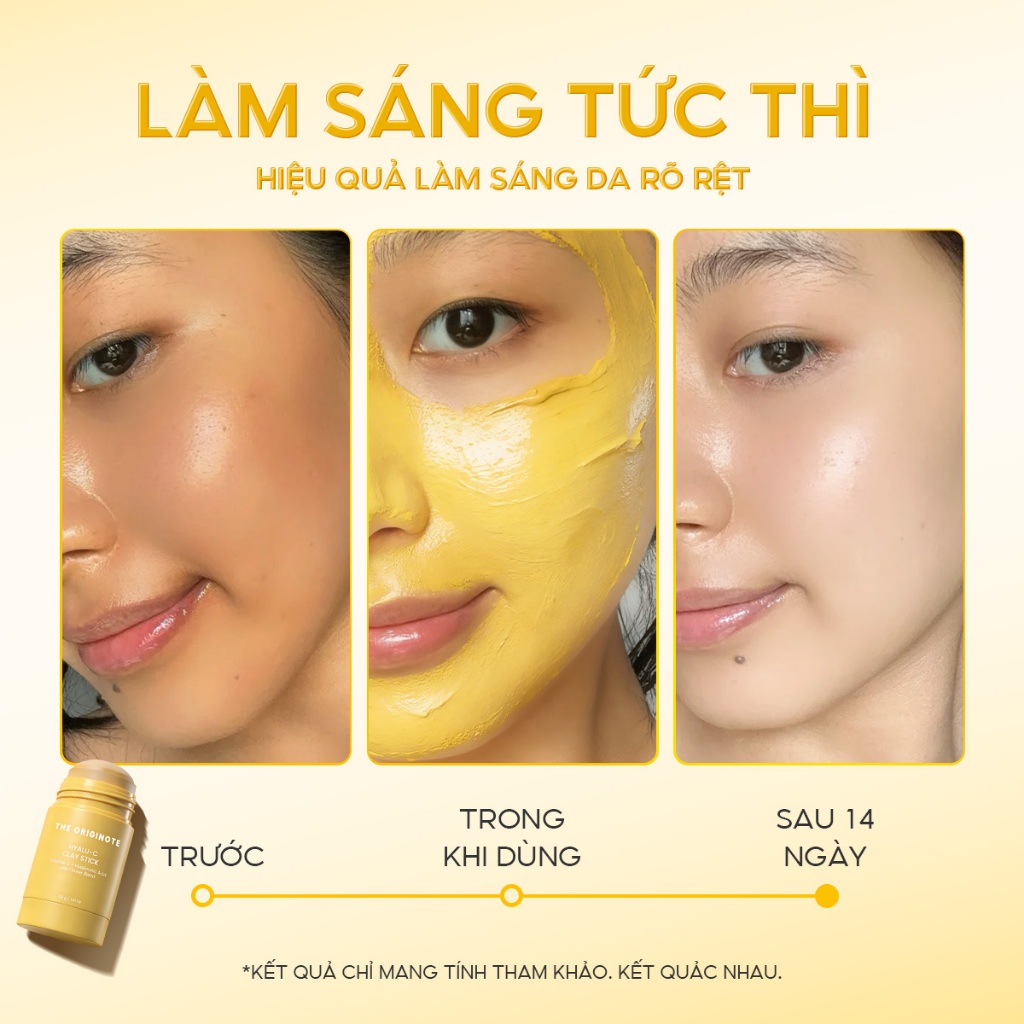 Thanh Lăn Mặt Nạ Đất Sét Dưỡng Trắng Da Hyalu-C The Originote Làm Săn Chắc Dan Kiểm Soát Dầu Vitamin C Clay Mask Stick