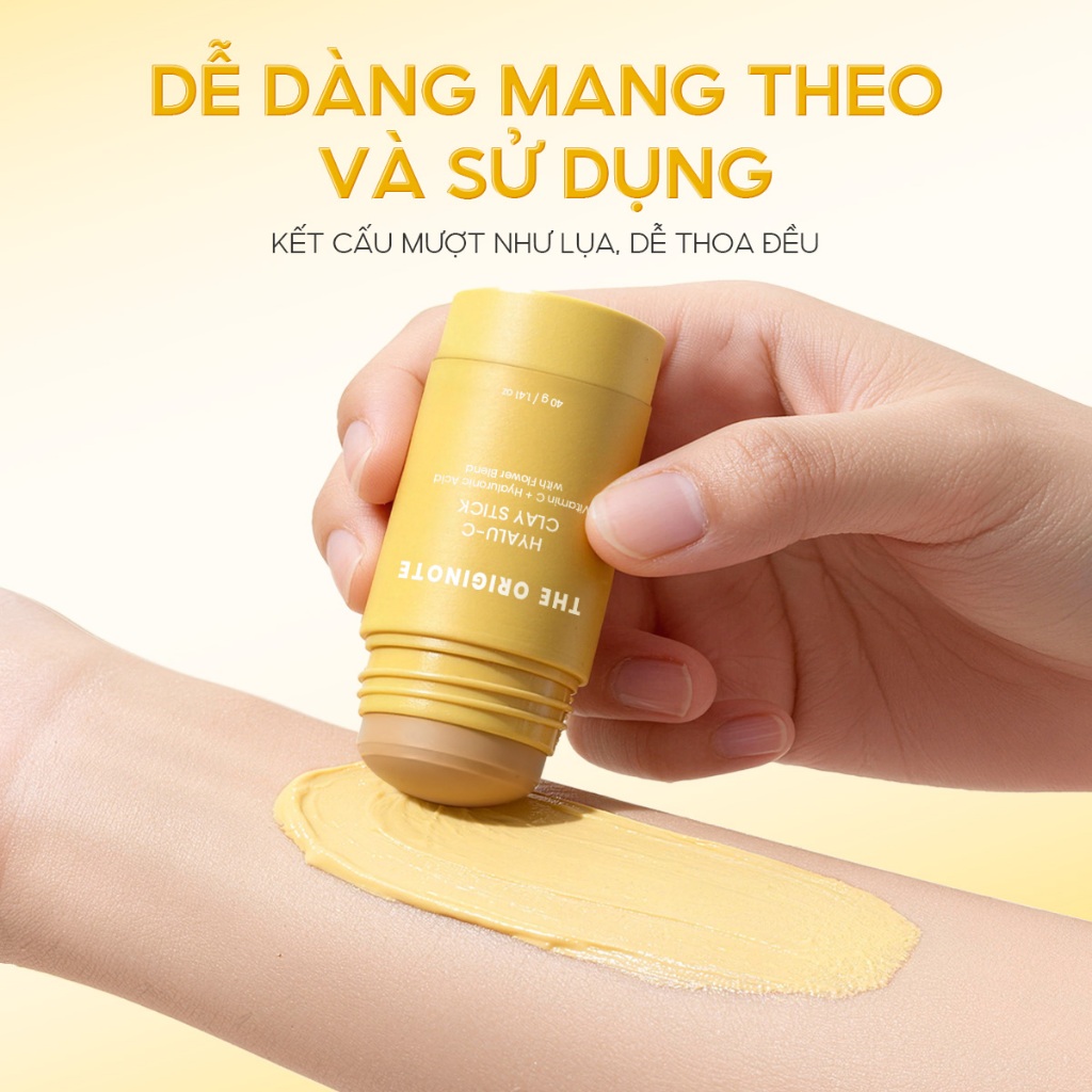Thanh Lăn Mặt Nạ Đất Sét Dưỡng Trắng Da Hyalu-C The Originote Làm Săn Chắc Dan Kiểm Soát Dầu Vitamin C Clay Mask Stick