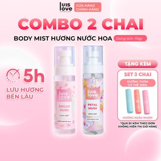 [MUA 2 TẶNG 3] Body Mist LuisLove 115gr tặng 3 chai xịt thơm dạng lăn 20ml lưu hương lâu.