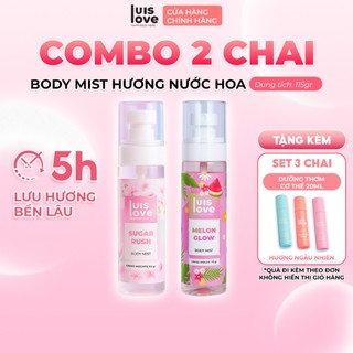 [MUA 2 TẶNG 3] Body Mist LuisLove 115gr tặng 3 chai xịt thơm dạng lăn 20ml lưu hương lâu.