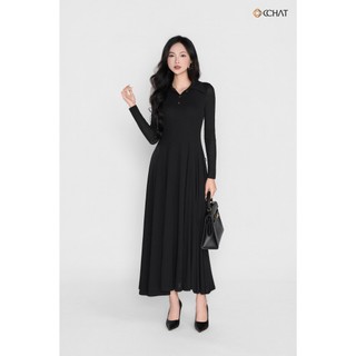 Đầm Nữ 𝐂𝐂𝐇𝐀𝐓 Dáng Xòe Dài Tay Basic Lyly Chất Liệu Thun Mềm Mại Cao Cấp 25VDC2008XT