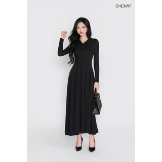 Đầm Nữ 𝐂𝐂𝐇𝐀𝐓 Dáng Xòe Dài Tay Basic Lyly Chất Liệu Thun Mềm Mại Cao Cấp 25VDC2008XT